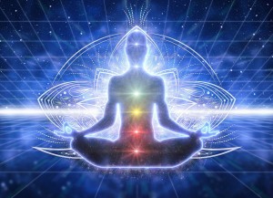 Blue Chakra Image of Person Meditating