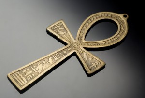 Metal Scribed Ankh on Glass