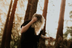 Anxious Woman in the Forest