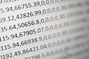 Spreadsheet filled with Numbers