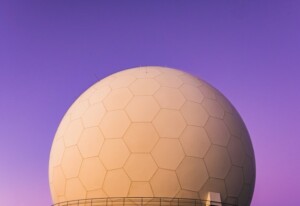 Orange Futuristic Dome with Purple Sky