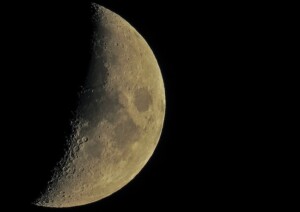 Close Up of Yellow Waxing Moon