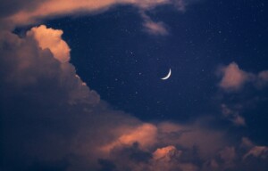 Waxing Moon in the Clouds